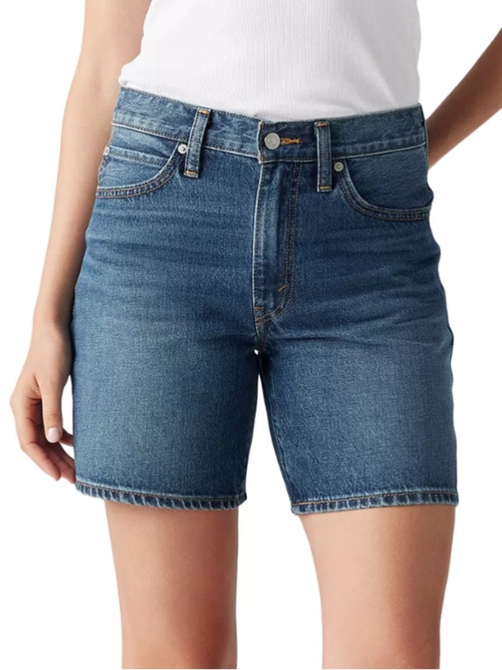 Levi’s Women 32 Cookie Crunch Wash Denim Mid Rise 94 Baggy Jean Shorts NWT